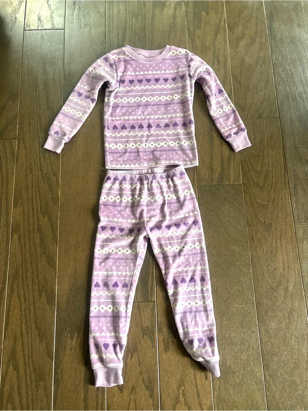 Carters Purple & White Fair Isle Heart 2 Pc Soft Long Sleeve/ Pants Pajamas- 4T.